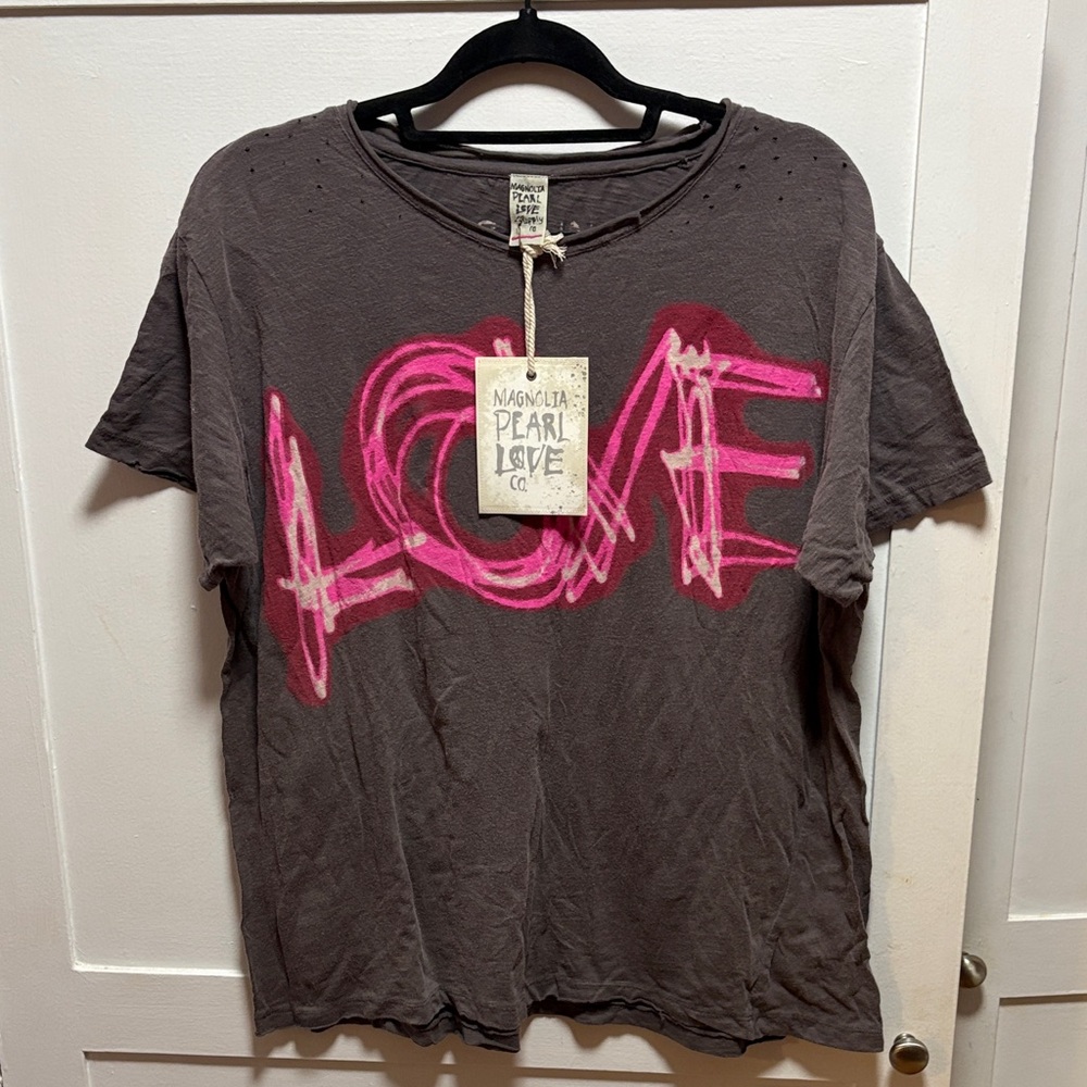 Magnolia Pearl Charcoal T-Shirt with NEON Love Graphic
